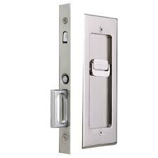 Modern Rectangular Privacy Pocket Door Mortise Lock for 1-3/4" Door Satin Nickel Finish