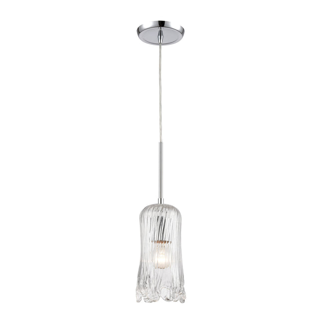 ELK Lighting 21165/1 - Hand Formed Glass 5" Wide 1-Light Mini Pendant in Polished Chrome with Clear