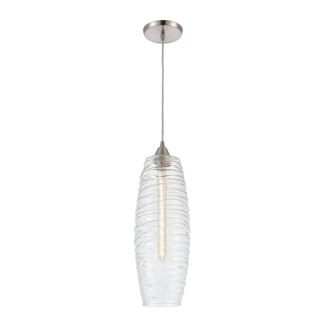 ELK Lighting 21192/1 - Liz 6" Wide 1-Light Mini Pendant in Satin Nickel with Clear Glass with Ribbed