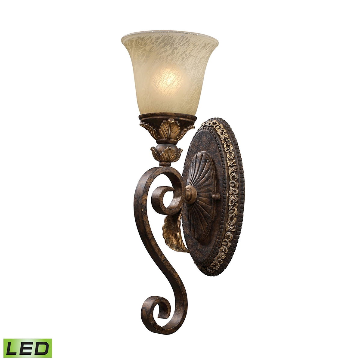 ELK Lighting 2150/1-LED - Regency 6" Wide 1-Light Wall Lamp in Burnt Bronze with Off-white Glass - I