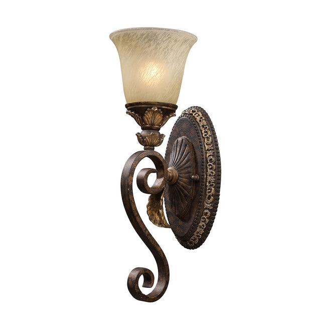 ELK Lighting 91313 - Regency 7" Wide 1-Light Wall Lamp in Burnt Bronze with Off-white Glass