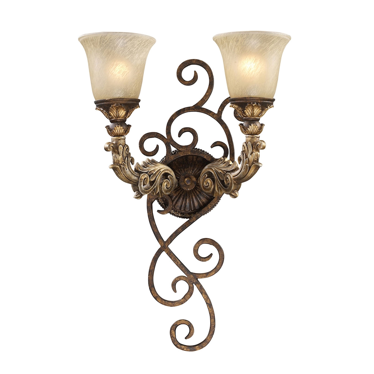 ELK Lighting 93170 - Regency 6" Wide 2-Light Wall Lamp in Burnt Bronze with Off-white Glass