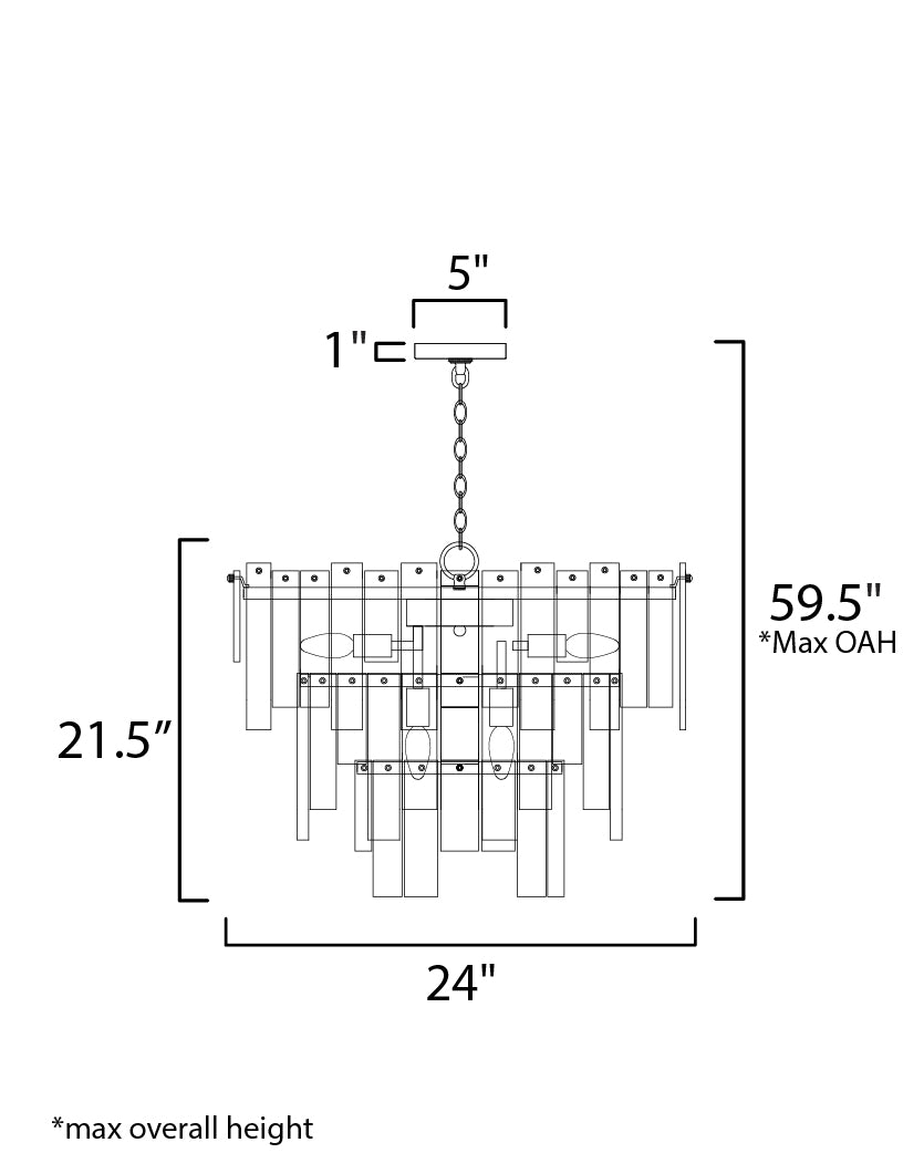 21835AGDBZ - 9 Light Warren 24" Pendant - Dark Bronze