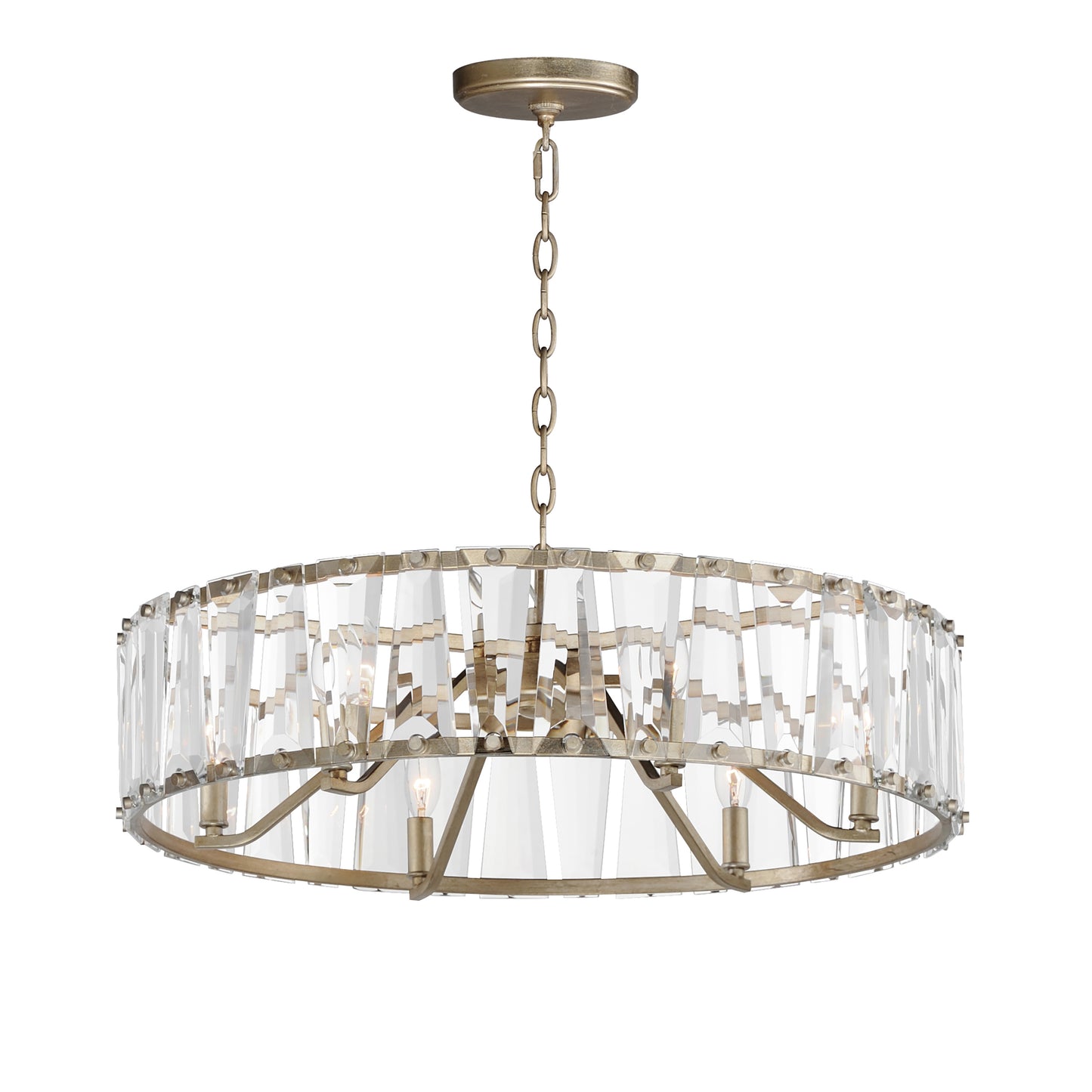 21866BCGS - 6 Light Odeon 27" Chandelier - Golden Silver
