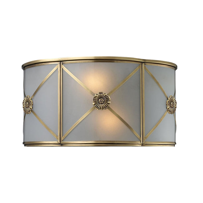 ELK Lighting 22000/2 - Preston 12" Wide 2-Light Sconce in Brushed Brass with White Glass Panels