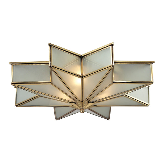 ELK Lighting 22011/3 - Decostar 21" Wide 3-Light Flush Mount in Brushed Brass with Frosted Glass Pan