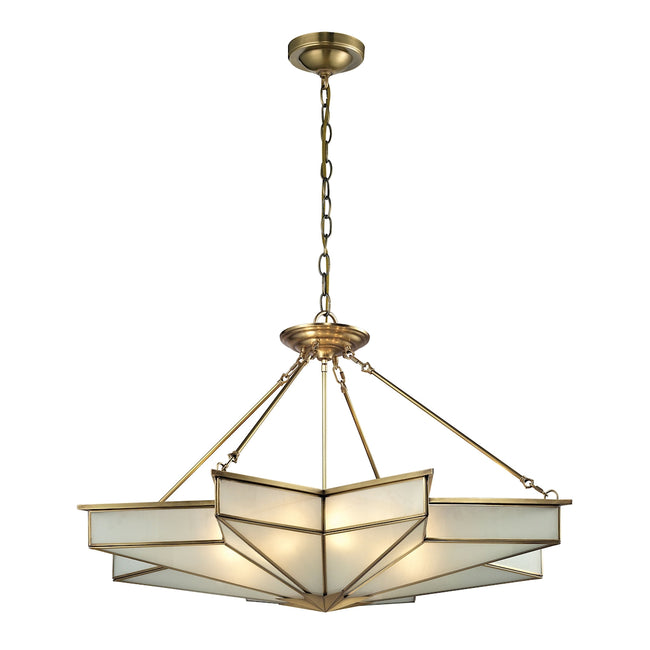 ELK Lighting 22013/8 - Decostar 43" Wide 8-Light Chandelier in Brushed Brass with Frosted Glass Pane