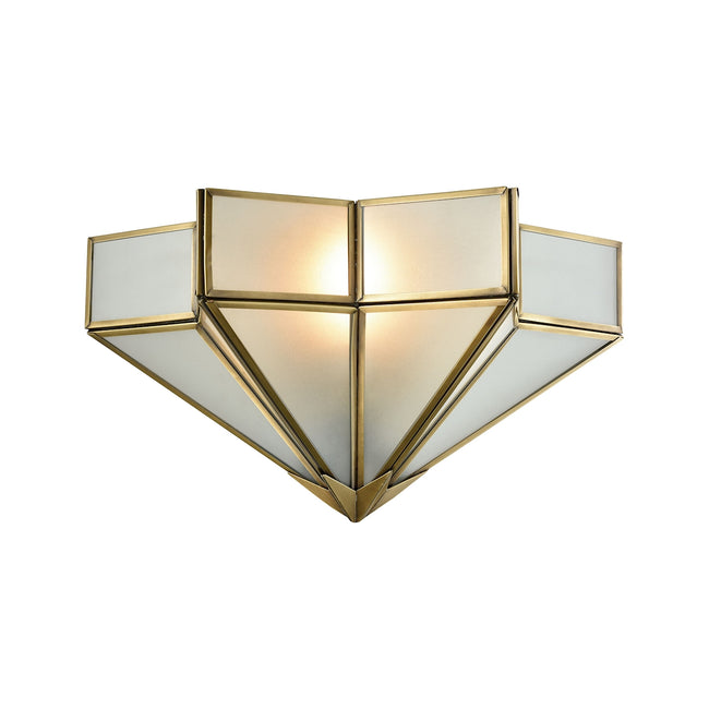 ELK Lighting 22015/1 - Decostar 14" Wide 1-Light Sconce in Brushed Brass with Frosted Glass Panels