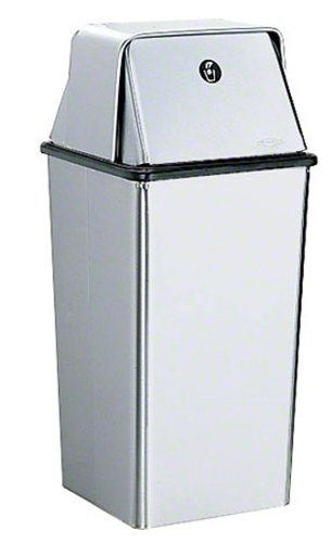 Bobrick 2250 - Stainless Steel Floor-Standing Waste Receptacle with Self-Closing Door Top- Satin Fin