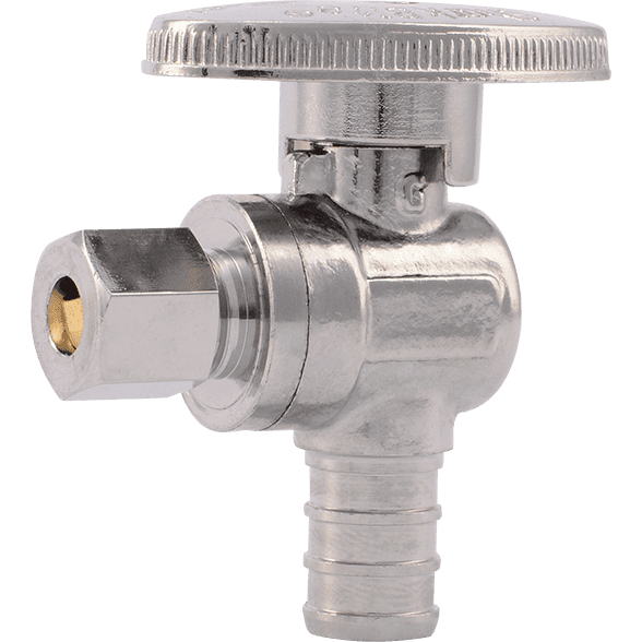 23056LF - 1/2" PEX x 1/4" OD Compression Quarter Turn Angle Stop - Lead Free