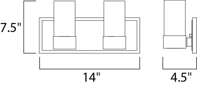 23072CLFTPC/BUL - 2 Light Silo 14" Vanity Light - Polished Chrome