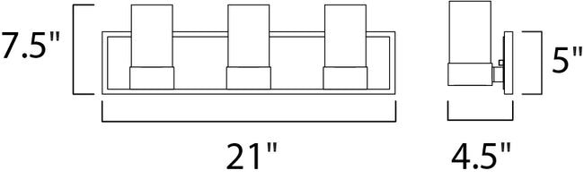 23073CLFTPC/BUL - 3 Light Silo 21" Vanity Light - Polished Chrome