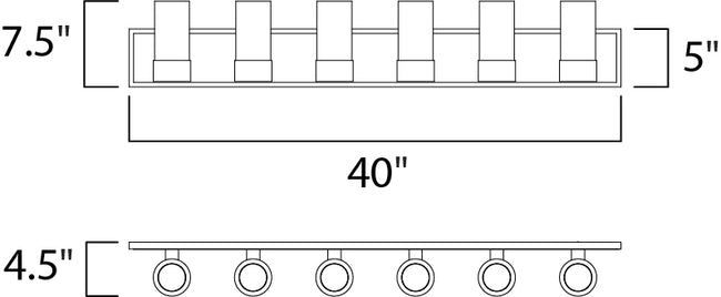 23076CLFTPC/BUL - 6 Light Silo 40" Vanity Light - Polished Chrome
