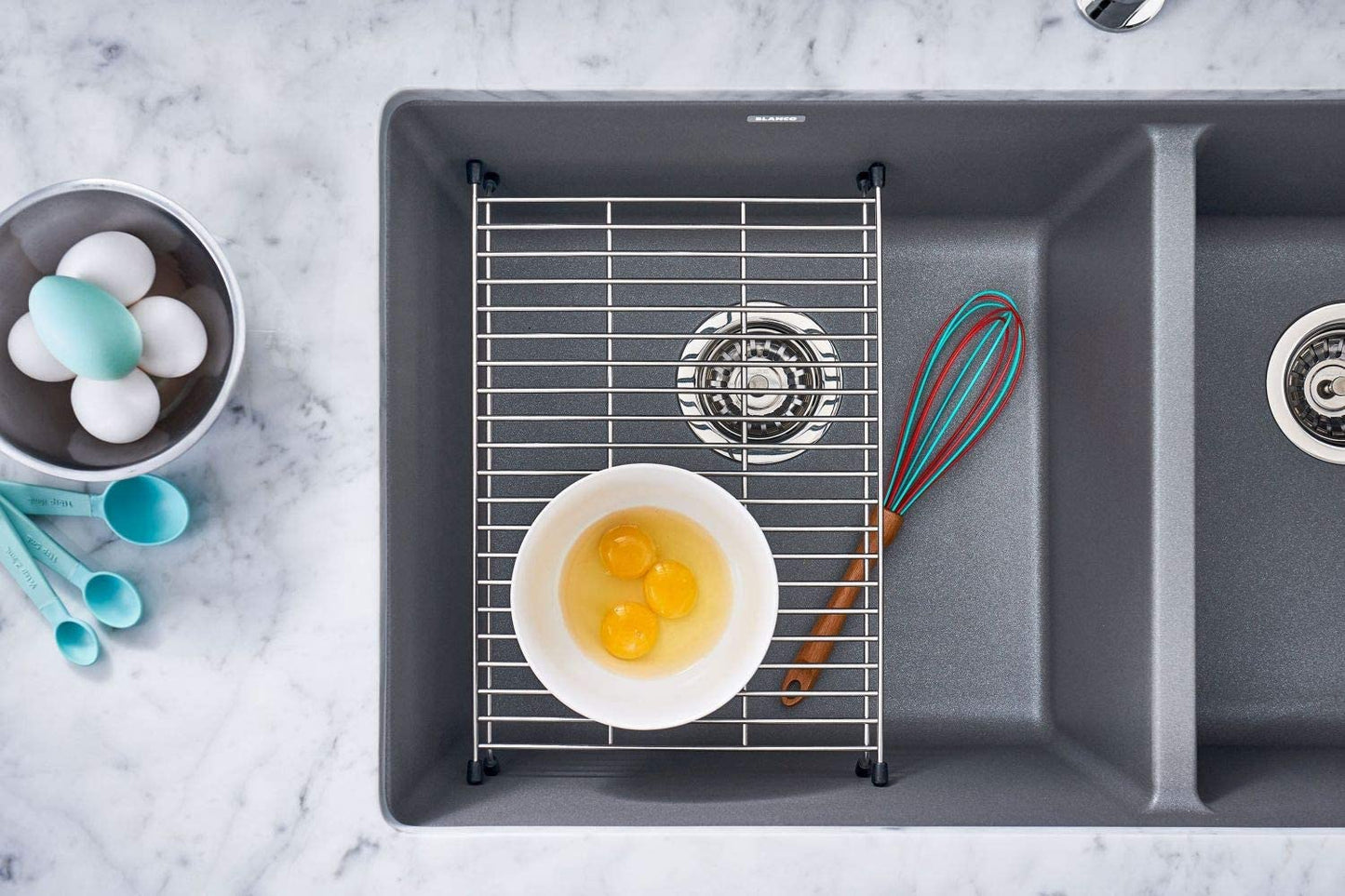 Stainless Steel Floating Kitchen Sink Grid (Precis 2.0, Cascade Super Single, 1-3/4 and Large Bowl)