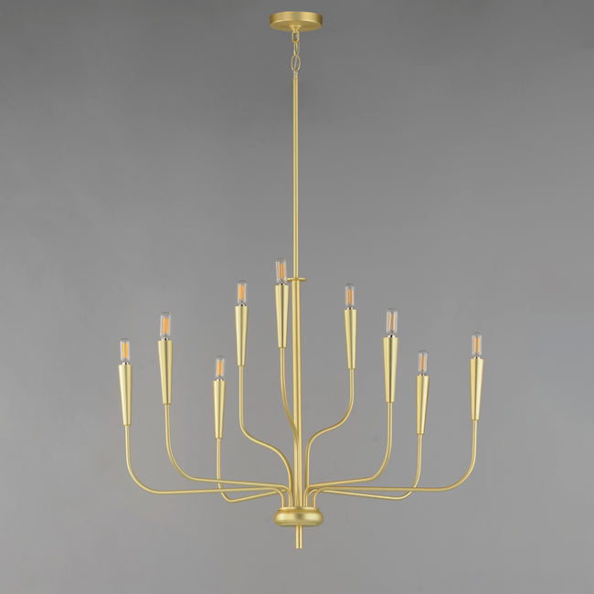 24819SBR - 9 Light Vela 32" Chandelier - Satin Brass