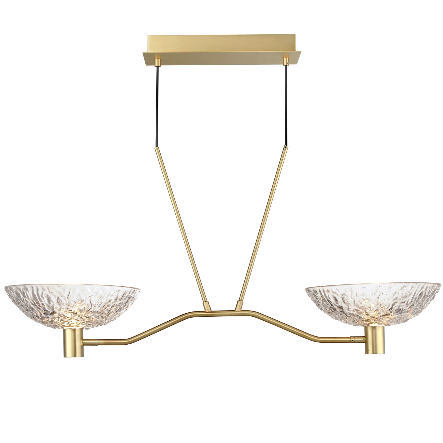 24982TCSBR - 2 Light Metropolis 12" Pendant - Satin Brass
