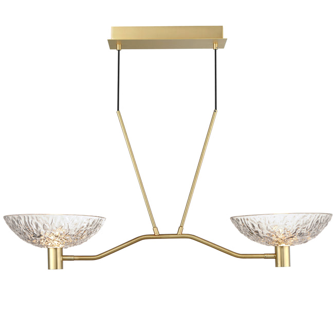 24982TCSBR - 2 Light Metropolis 12" Pendant - Satin Brass