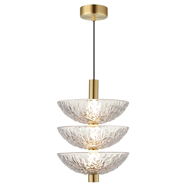 24983TCSBR - 3 Light Metropolis 12" Pendant - Satin Brass