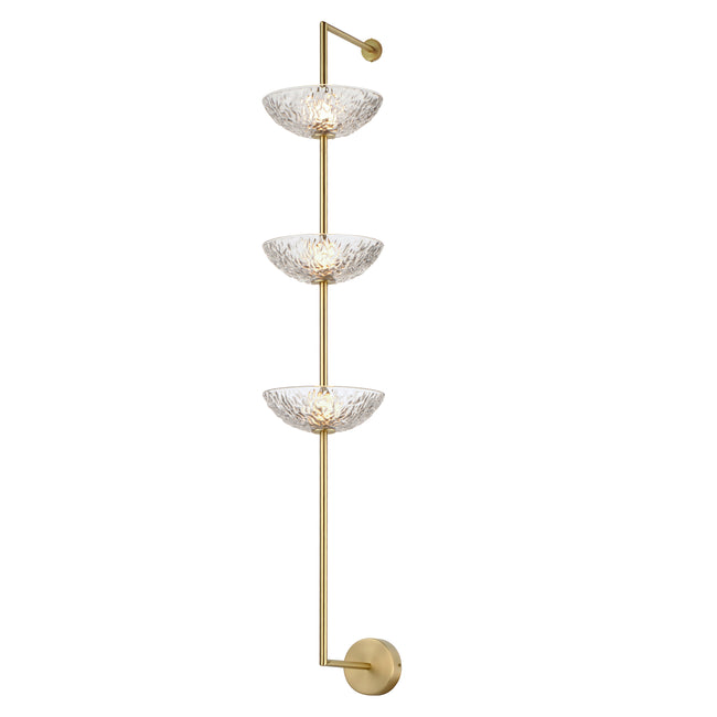 24989TCSBR - 3 Light Metropolis 10" Wall Sconce - Satin Brass