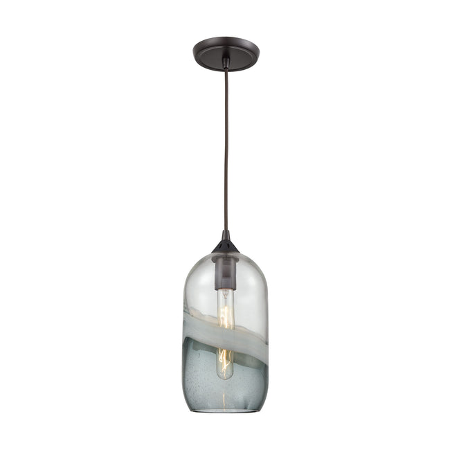 ELK Lighting 25102/1 - Sutter Creek 6" Wide 1-Light Mini Pendant in Oiled Bronze with Clear and Smok