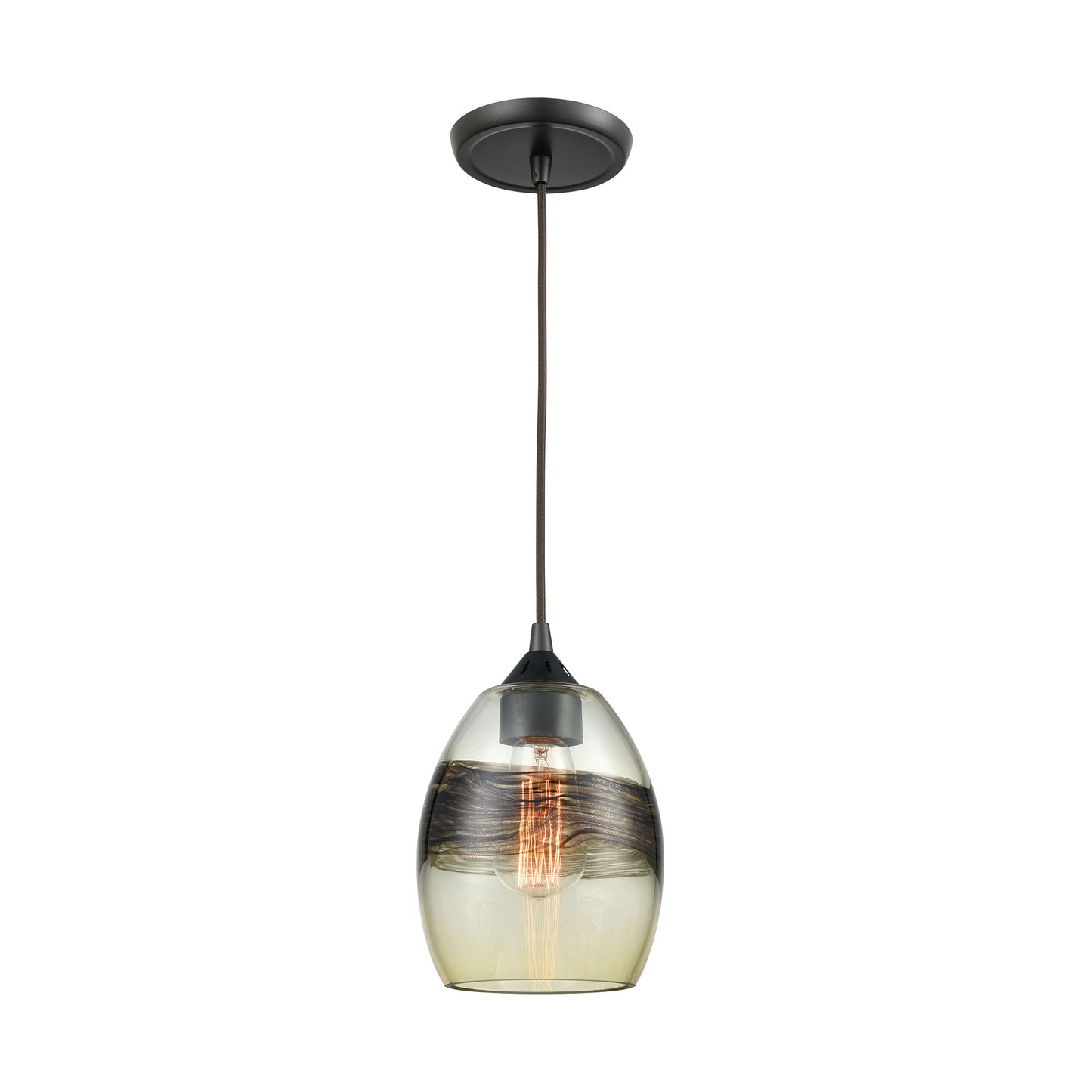 ELK Lighting 25122/1 - Whisp 6" Wide 1-Light Mini Pendant in Oil Rubbed Bronze with Champagne-plated