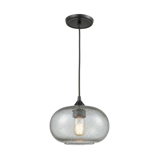 ELK Lighting 25124/1 - Volace 10" Wide 1-Light Mini Pendant in Oiled Bronze with Rotunde Gray Speckl