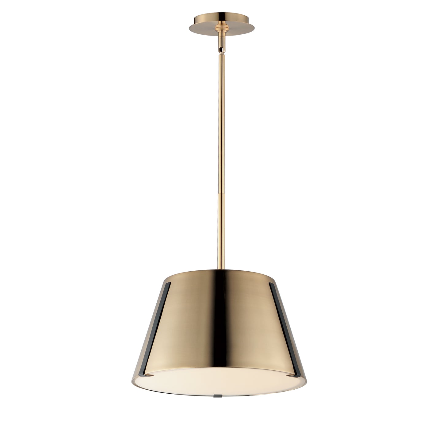 25174DBZHR - 1 Light Carlo 14" Pendant - Dark Bronze, Leather, Heritage Brass