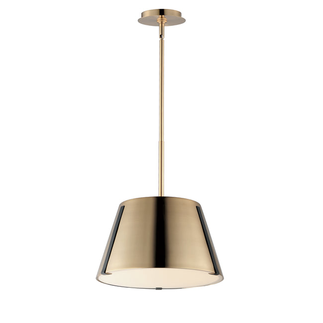 25174DBZHR - 1 Light Carlo 14" Pendant - Dark Bronze, Leather, Heritage Brass