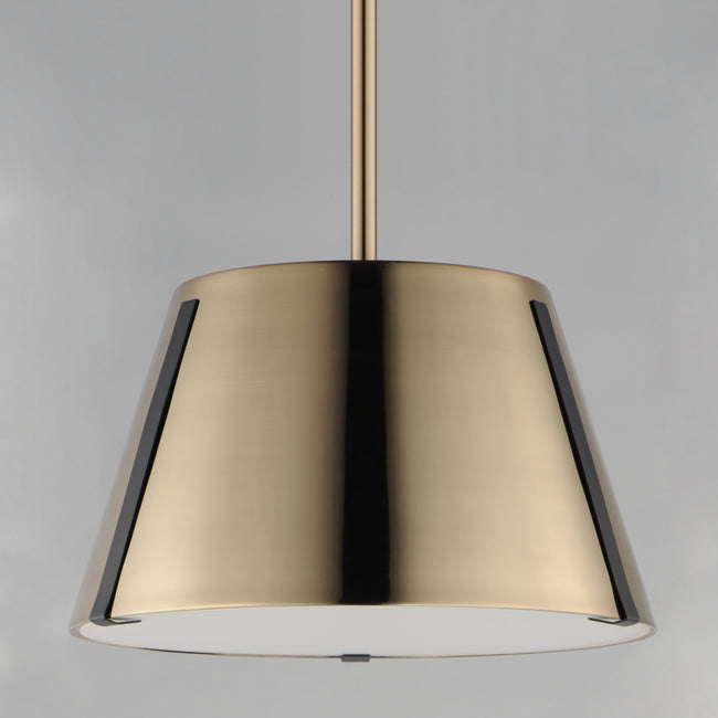 25174DBZHR - 1 Light Carlo 14" Pendant - Dark Bronze, Leather, Heritage Brass