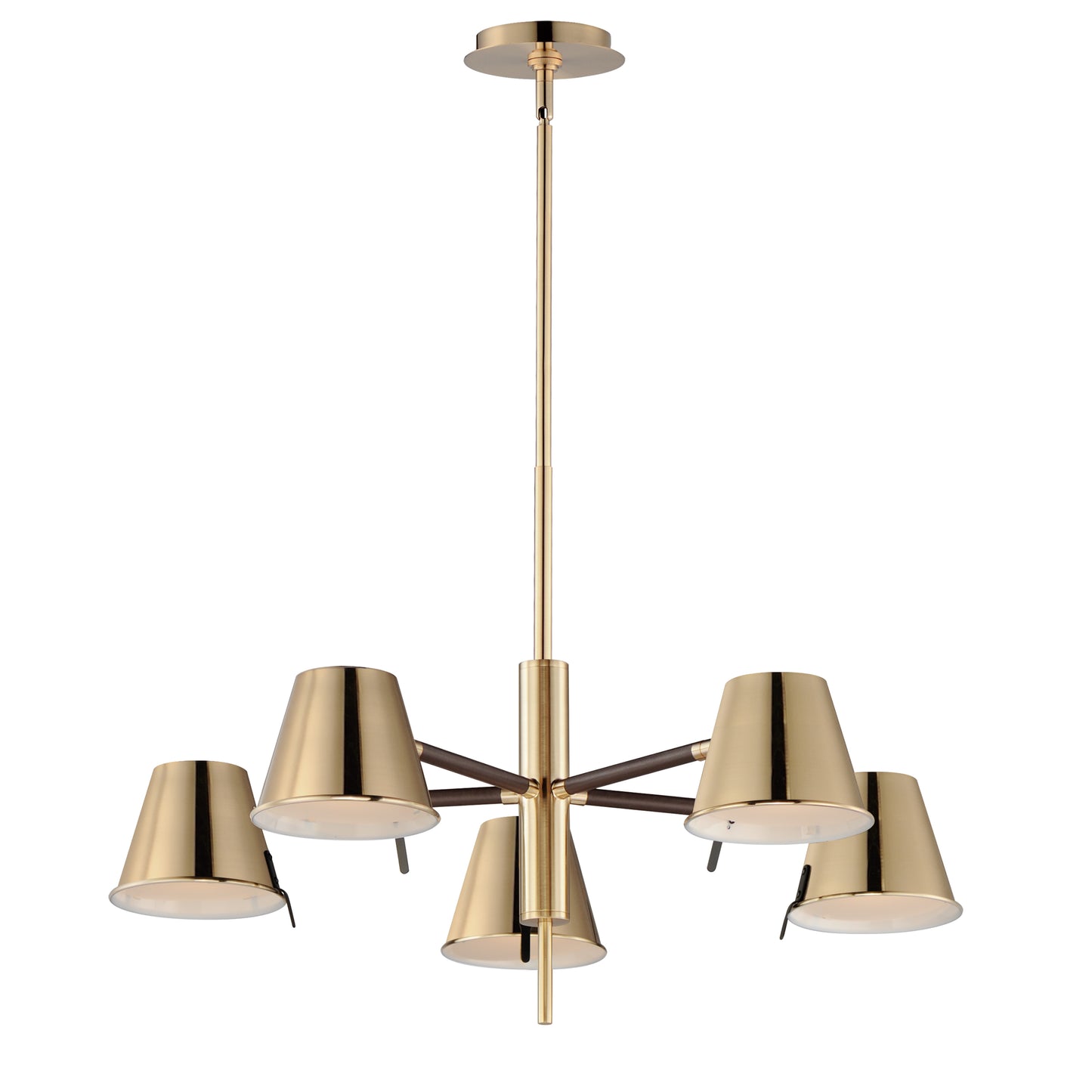 25175DBZHR - 5 Light Carlo 28" Chandelier - Dark Bronze, Leather, Heritage Brass