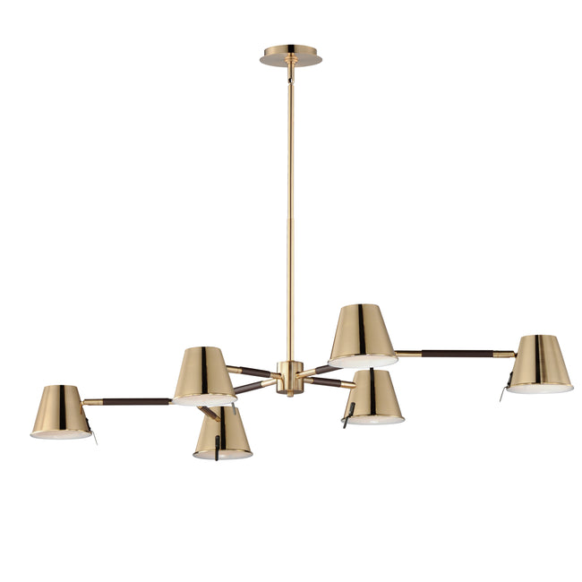 25176DBZHR - 6 Light Carlo 24" Chandelier - Dark Bronze, Leather, Heritage Brass