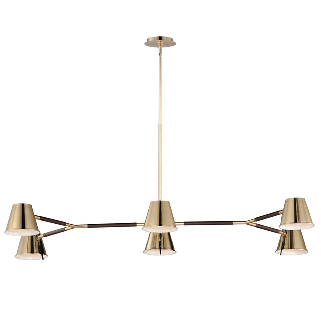 25176DBZHR - 6 Light Carlo 24" Chandelier - Dark Bronze, Leather, Heritage Brass