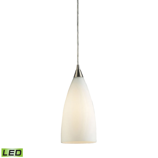 ELK Lighting 2580/1-LED - Vesta 5" Wide 1-Light Mini Pendant in Satin Nickel with White Glass - Incl