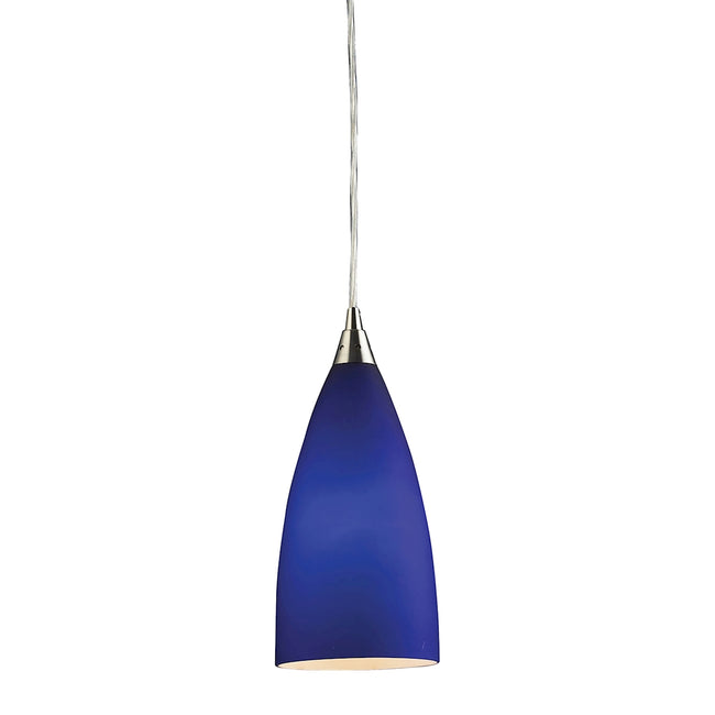 ELK Lighting 248733 - Vesta 5" Wide 1-Light Mini Pendant in Satin Nickel with Blue Glass