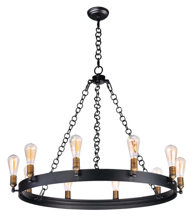 26275BKNAB/BUI - 10 Light Noble 38" Chandelier - Black / Natural Aged Brass