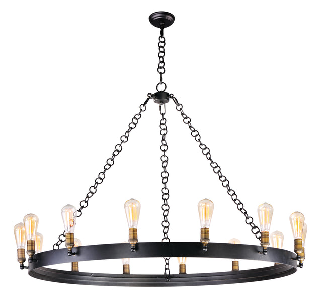 26276BKNAB/BUI - 14 Light Noble 50" Chandelier - Black / Natural Aged Brass