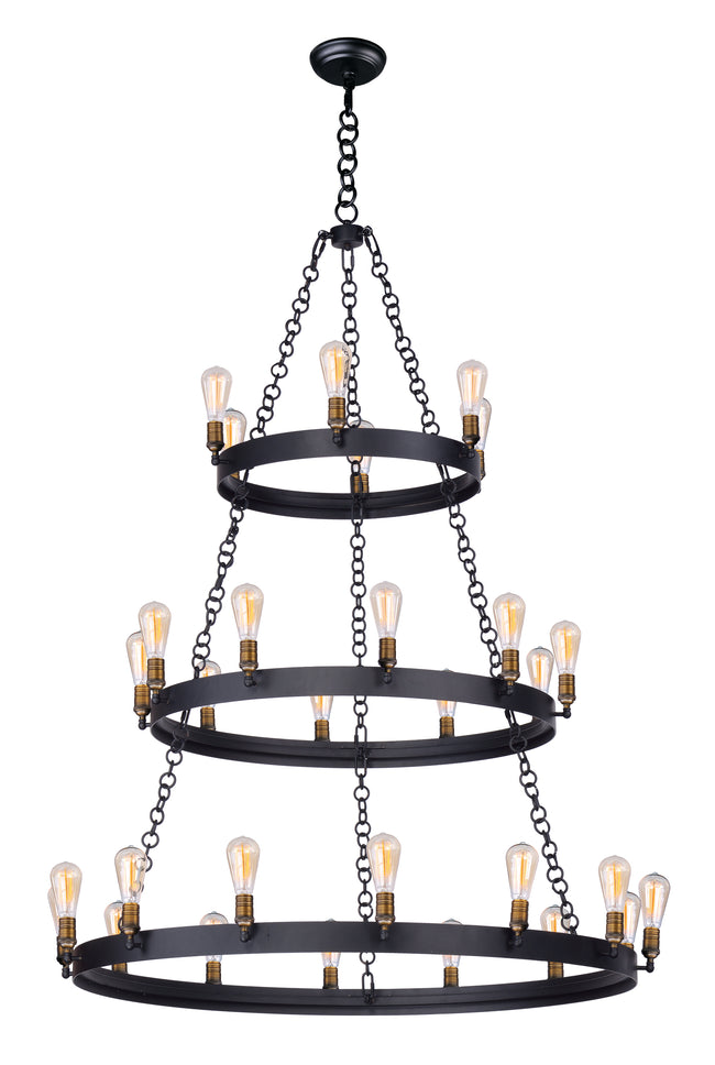 26278BKNAB/BUI - 30 Light Noble 50" Chandelier - Black / Natural Aged Brass