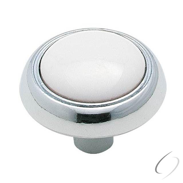 Amerock 262WCH 1-3/16" (30 mm) Diameter Allison Value Cabinet Knob White / Bright Chrome Finish