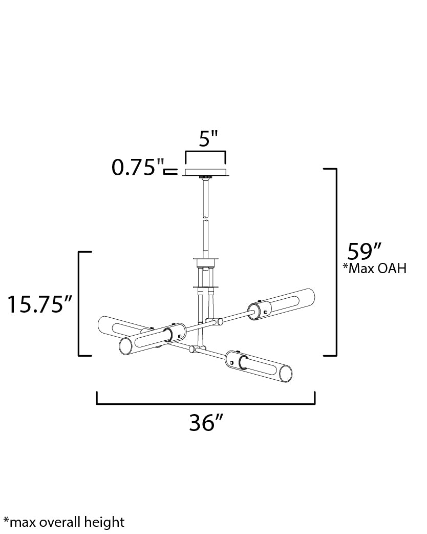 26374CLBK - 4 Light Equilibrium 36" Pendant - Black