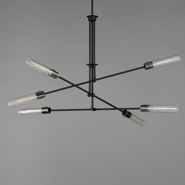 26376CLBK - 6 Light Equilibrium 52" Pendant - Black