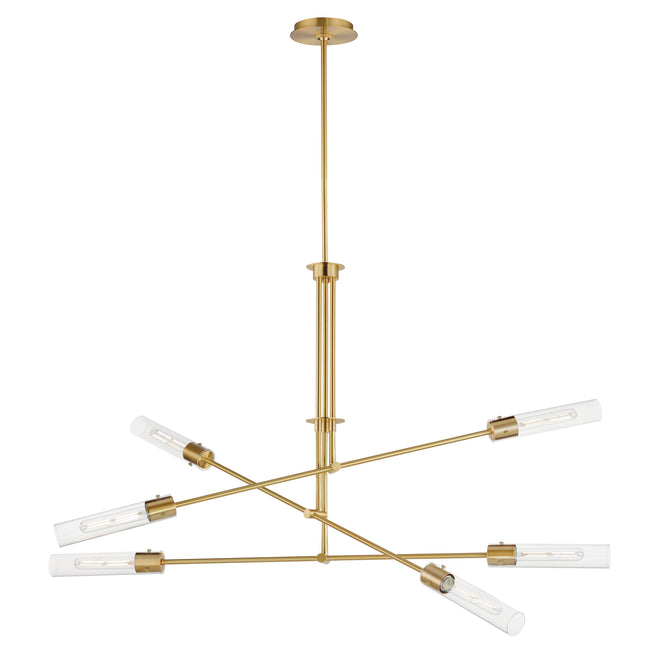 26376CLNAB - 6 Light Equilibrium 52" Pendant - Natural Aged Brass