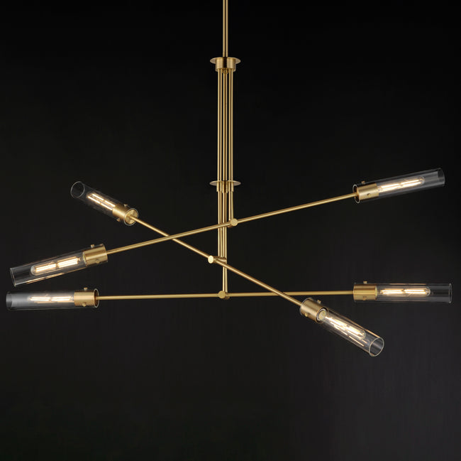 26376CLNAB - 6 Light Equilibrium 52" Pendant - Natural Aged Brass
