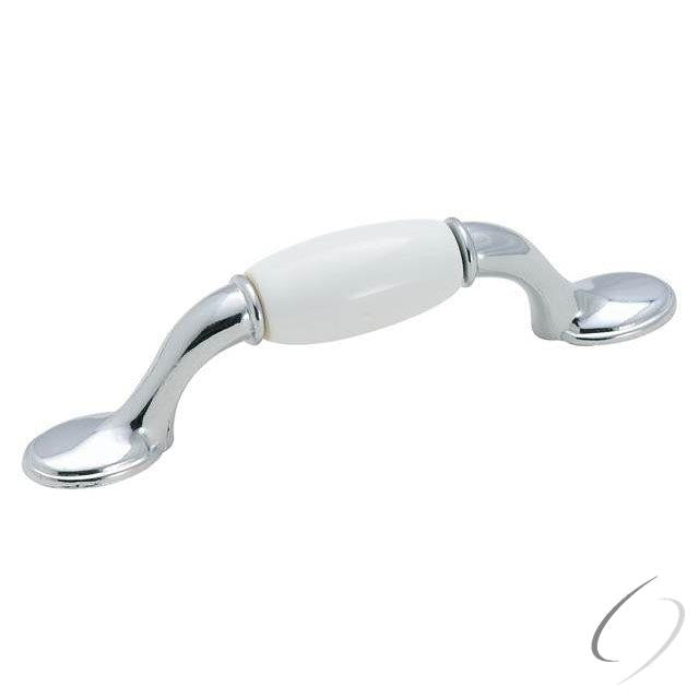 Amerock 263WCH 3" (76 mm) Center to Center Allison Value Cabinet Pull White / Bright Chrome Finish
