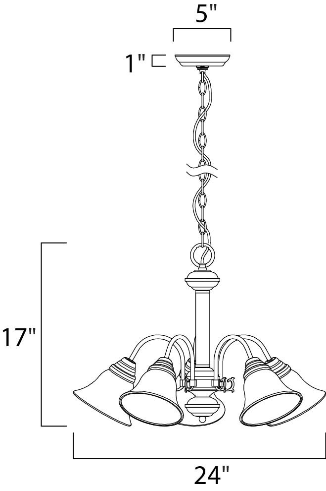 2698MRSN - 5 Light Malaga 24" Chandelier - Satin Nickel