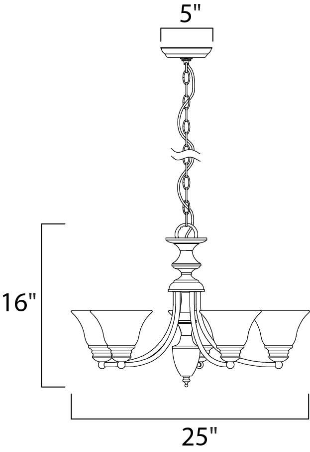 2699MRSN - 5 Light Malaga 25" Chandelier - Satin Nickel