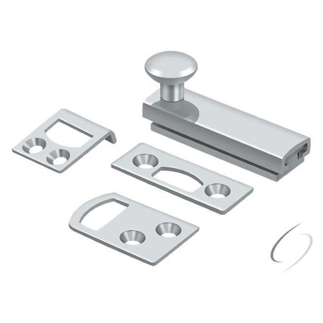 2SBCS26 2" Surface Bolt; Concealed Screw; Heavy Duty; Bright Chrome Finish