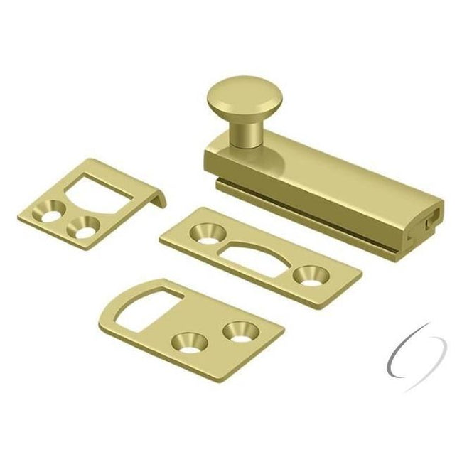 2SBCS3 2" Surface Bolt; Concealed Screw; Heavy Duty; Bright Brass Finish