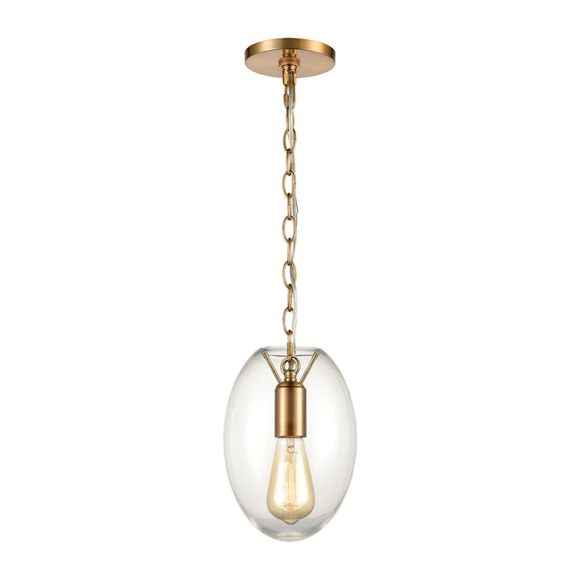 ELK Lighting 30050/1 - Ellipsa 7" Wide 1-Light Mini Pendant in Satin Brass with Clear Glass