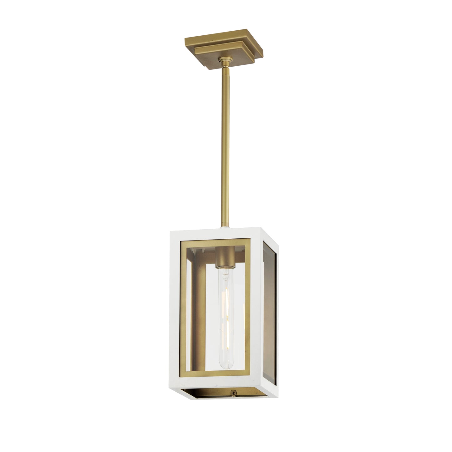 30051CLWTGLD - 1 Light Neoclass 7" Pendant - White/Gold