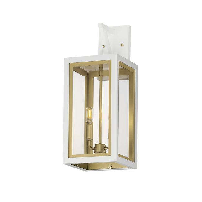 30055CLWTGLD - Neoclass 21" Outdoor Wall Sconce - White/Gold